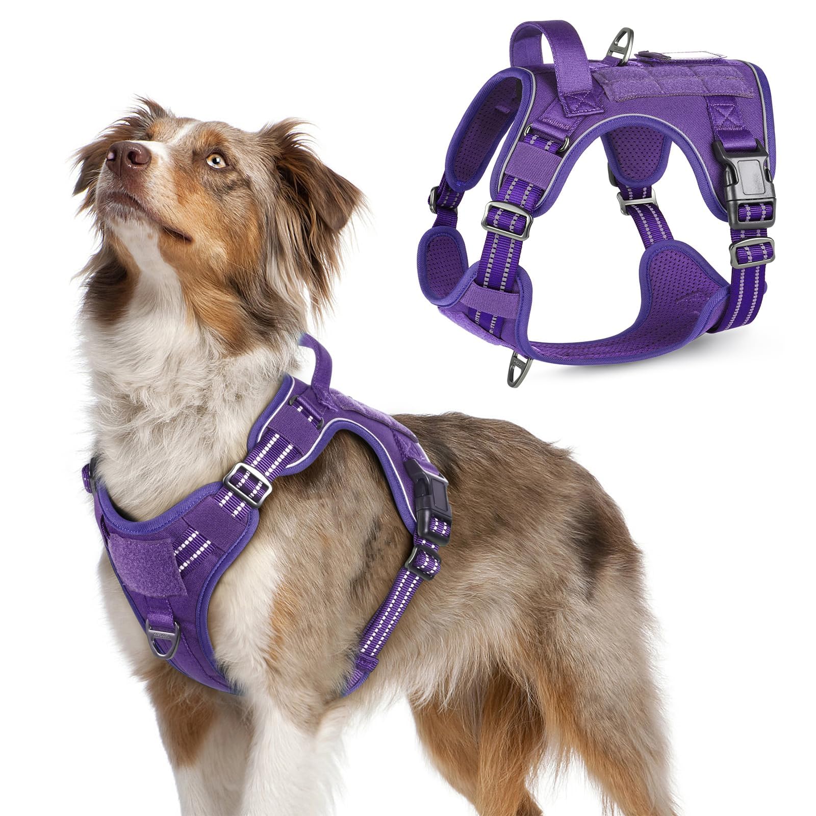 Rabbitgoo arnés táctico para perro mediano con asa reforzada para control seguro.