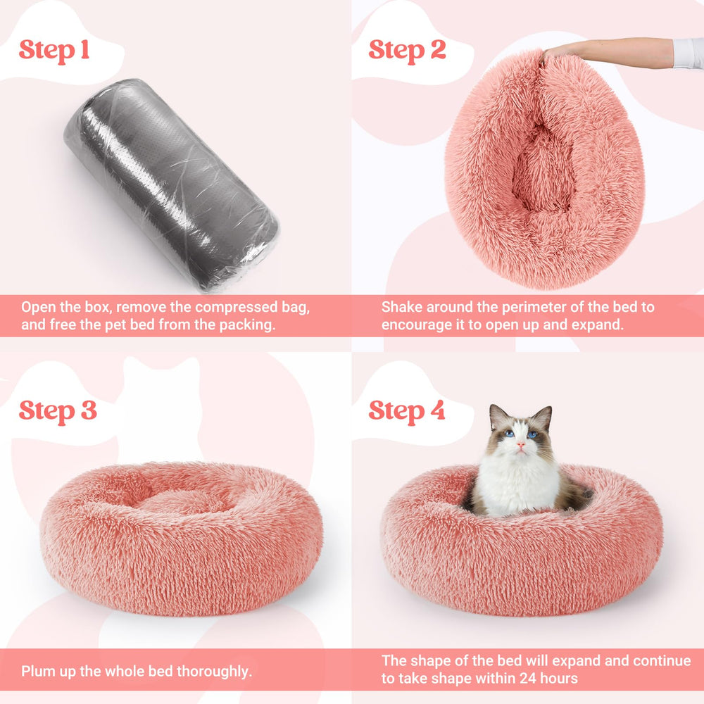 Cama rabbitgoo en rosa claro para el confort diario de tu gato.