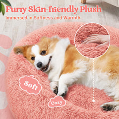 Cama Rabbitgoo donut de felpa rosa, suave para abrazos nocturnos