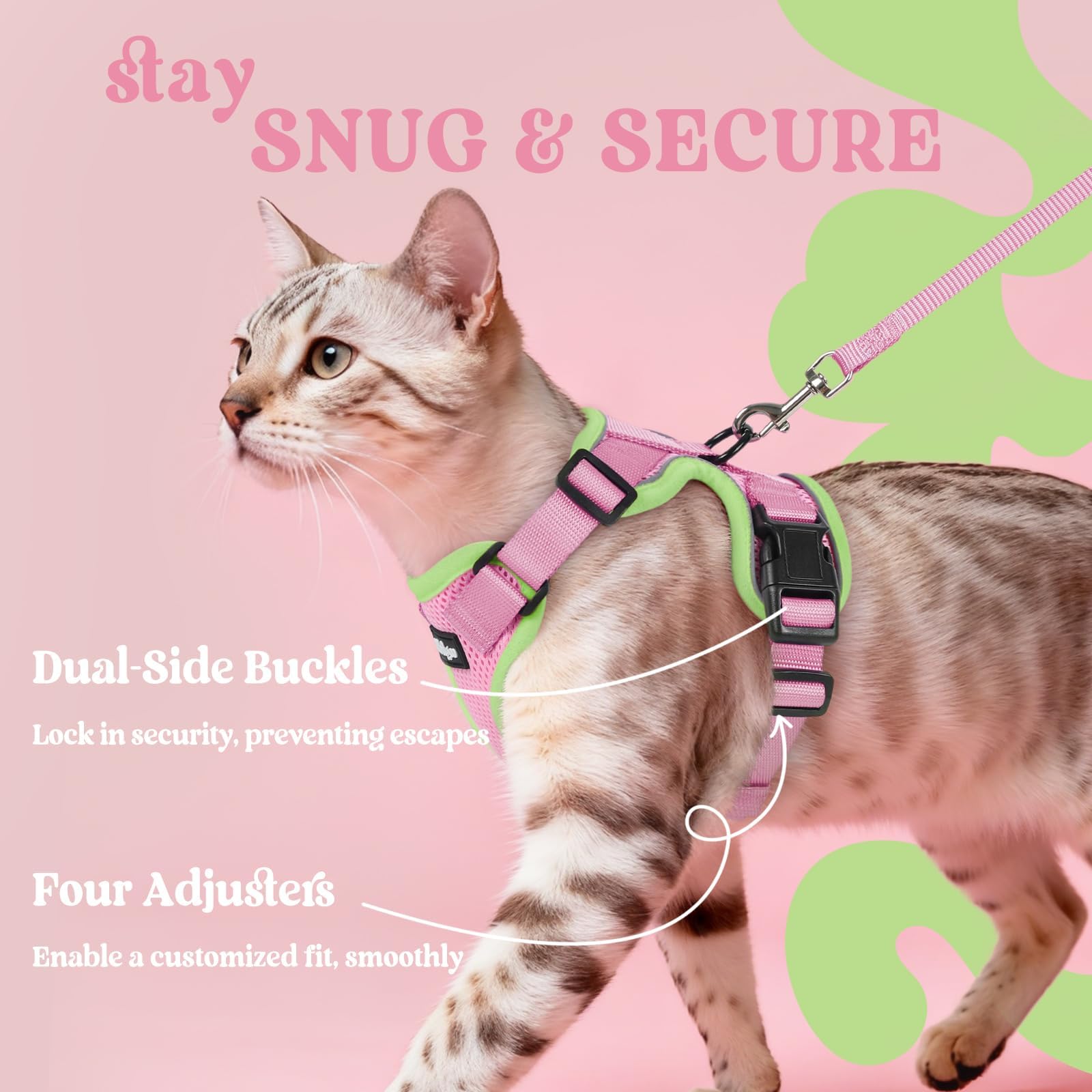 Diseño de arnés chaleco-gato ajustable de Rabbitgoo.