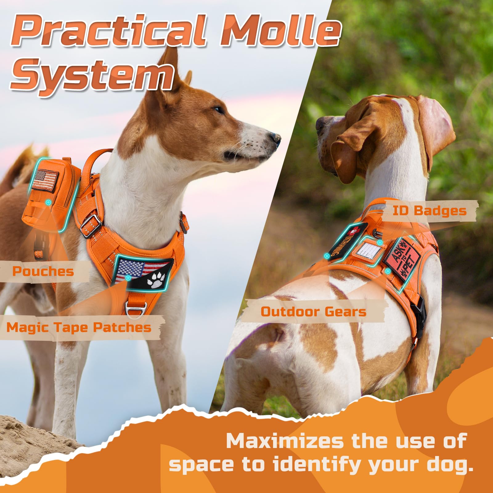 Sistema MOLLE en ambos lados rabbitgoo para accesorios y parches