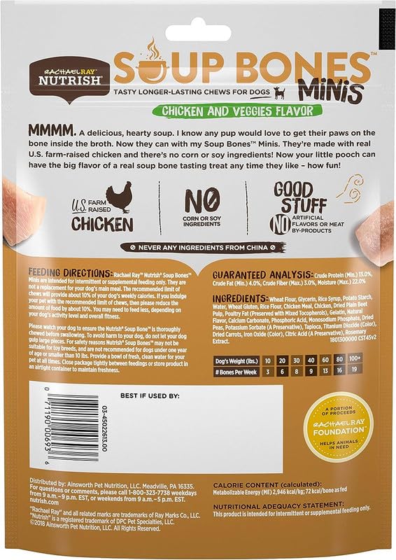 Rachael Ray Nutrish Sopa Huesos Minis tamaño mini para perros pequeños.