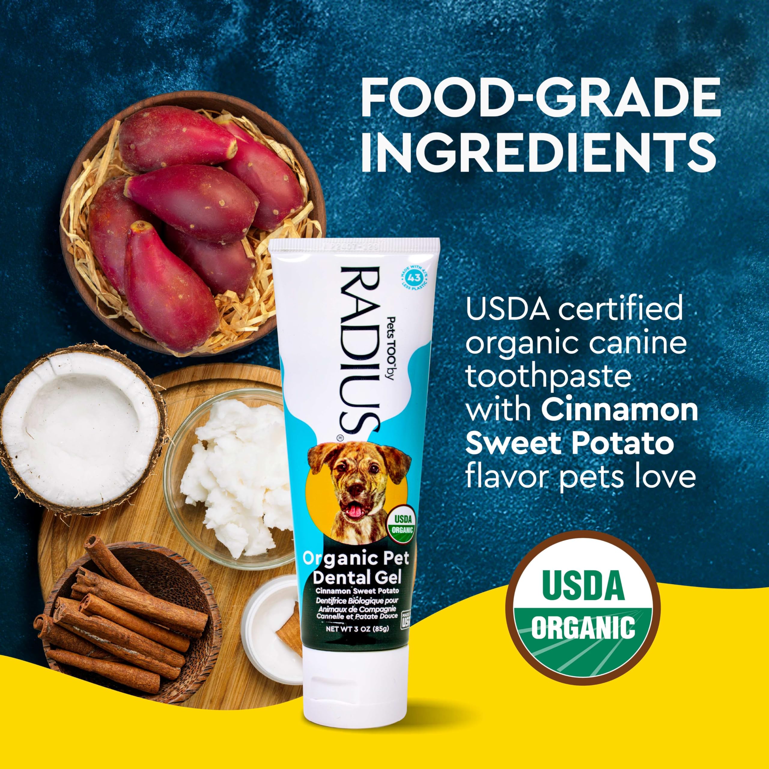 RADIUS pasta dental canina orgánica, dientes brillantes con cepillado regular.