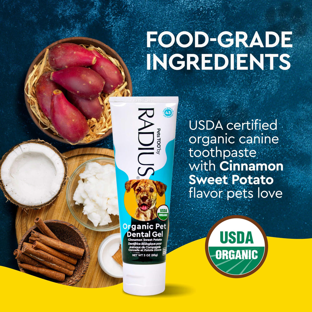 RADIUS pasta dental canina orgánica, dientes brillantes con cepillado regular.