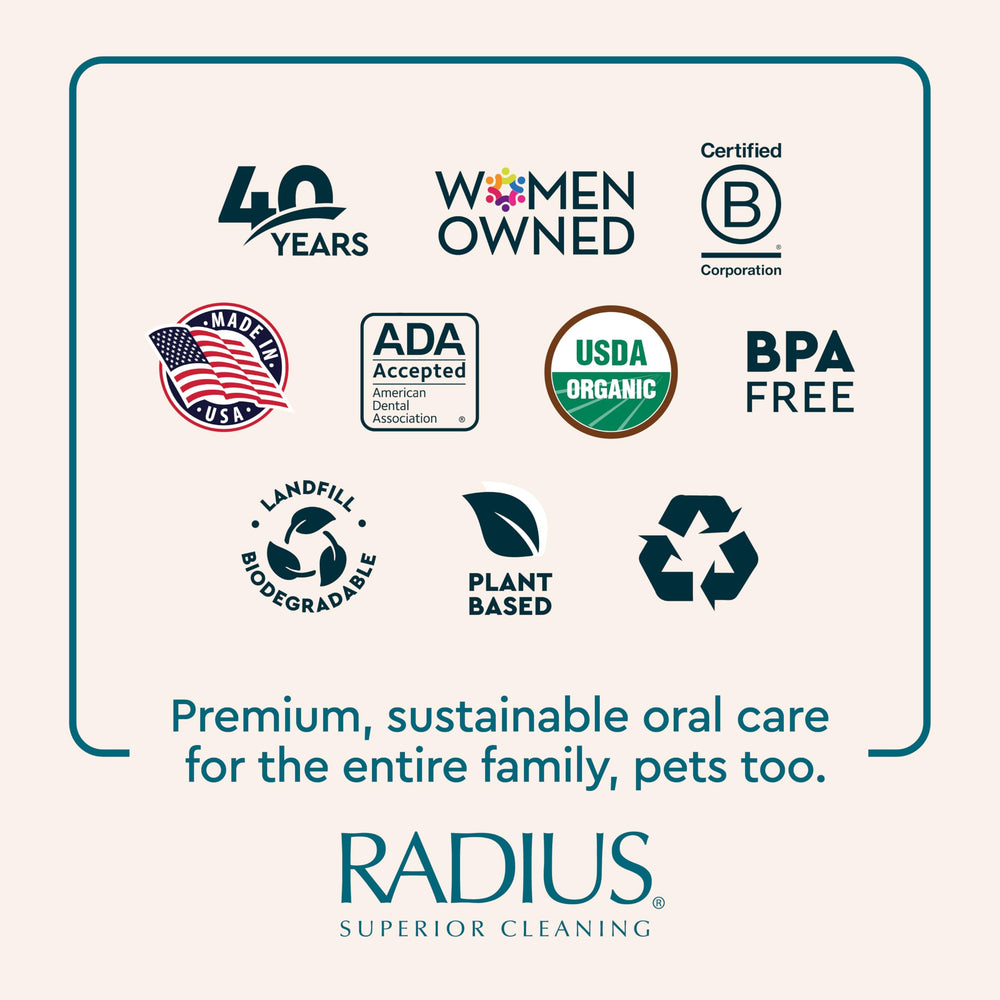 Fórmula sin químicos: RADIUS pasta dental canina orgánica para higiene diaria.