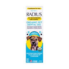 Pasta dental canina RADIUS orgánica en tubo 3 oz para limpieza dental suave.