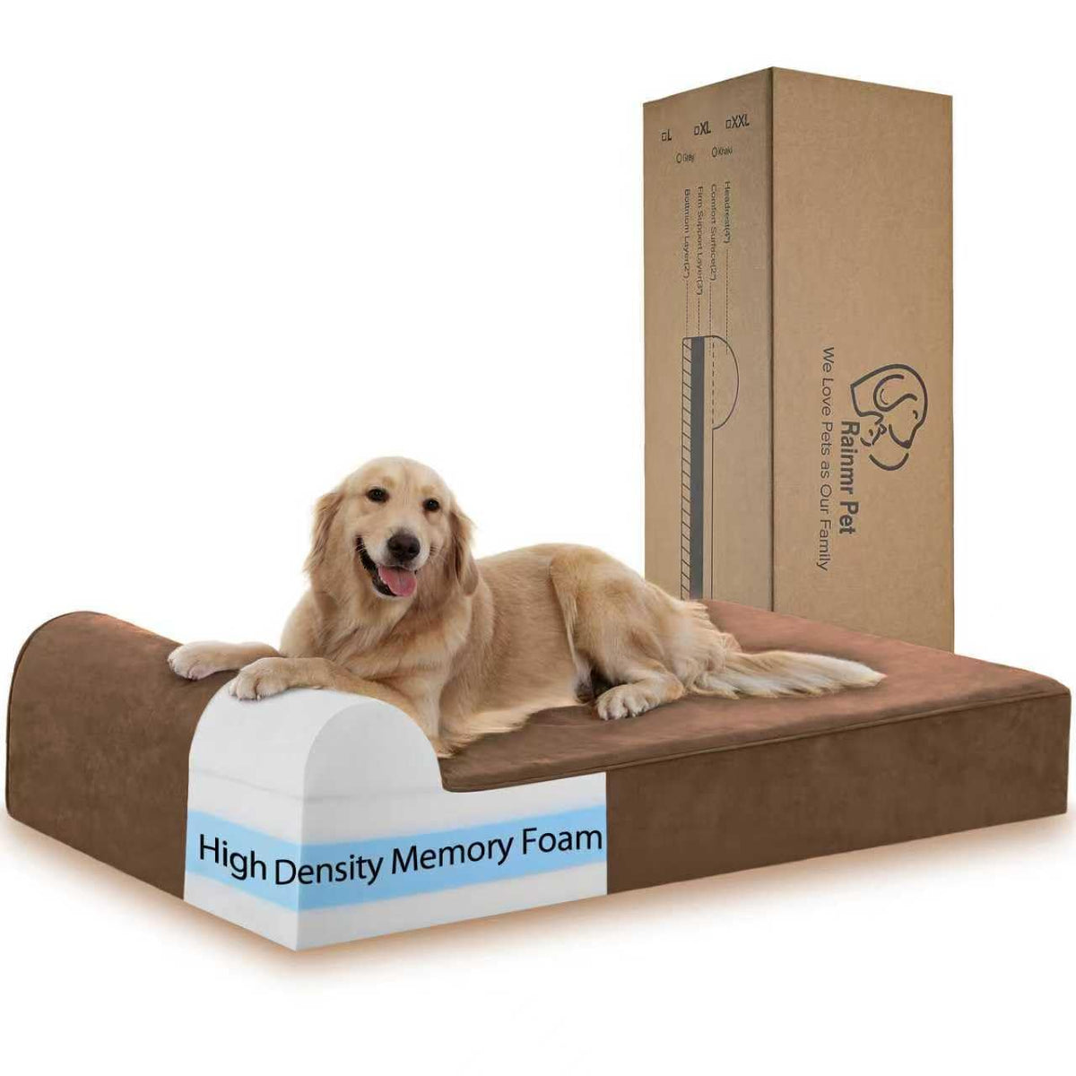 Rainmr cama ortopédica para perros grandes con espuma de memoria para articulaciones