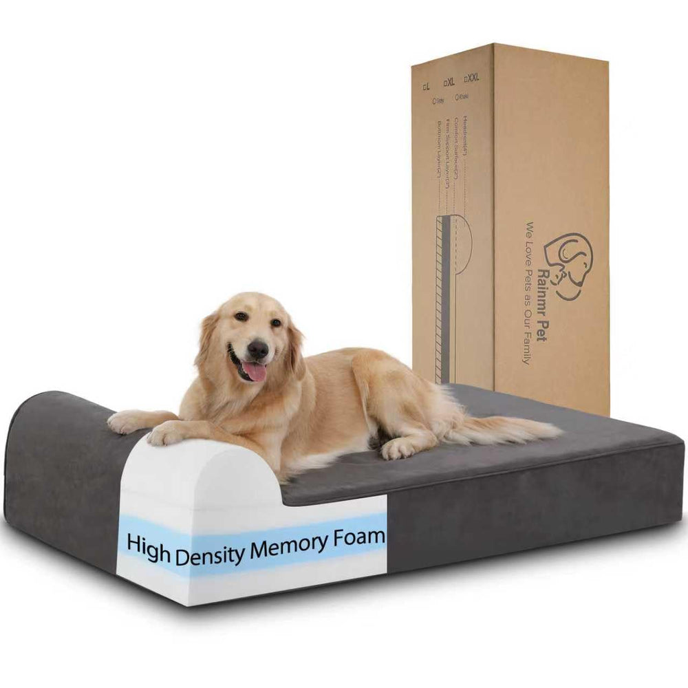 Rainmr cama ortopédica para perros grandes con espuma de memoria y soporte estable.