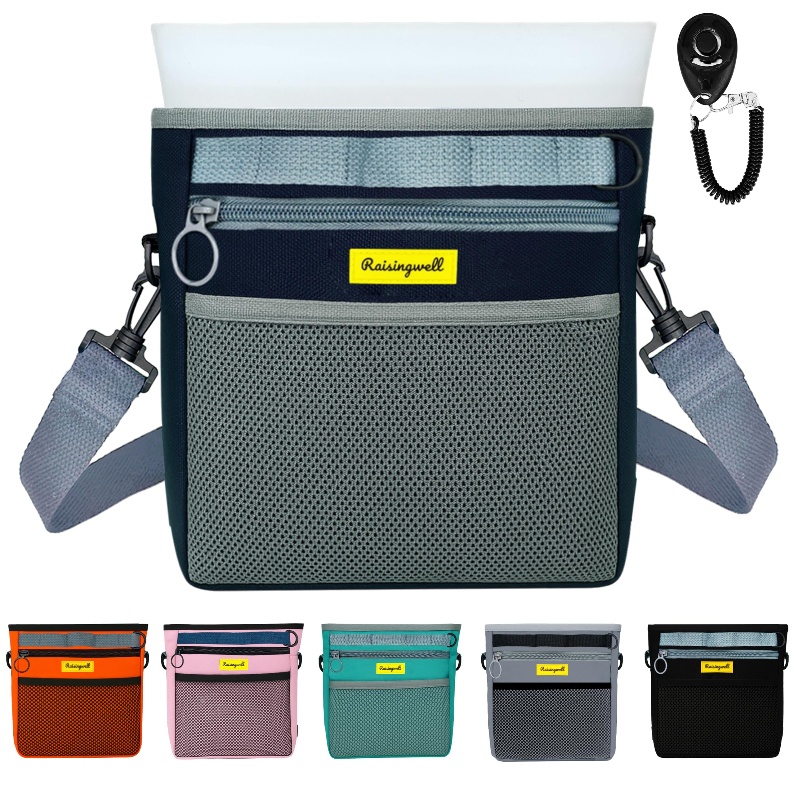Raisingwell bolsa de golosinas para perros con cierre magnético frontal, práctica y segura.