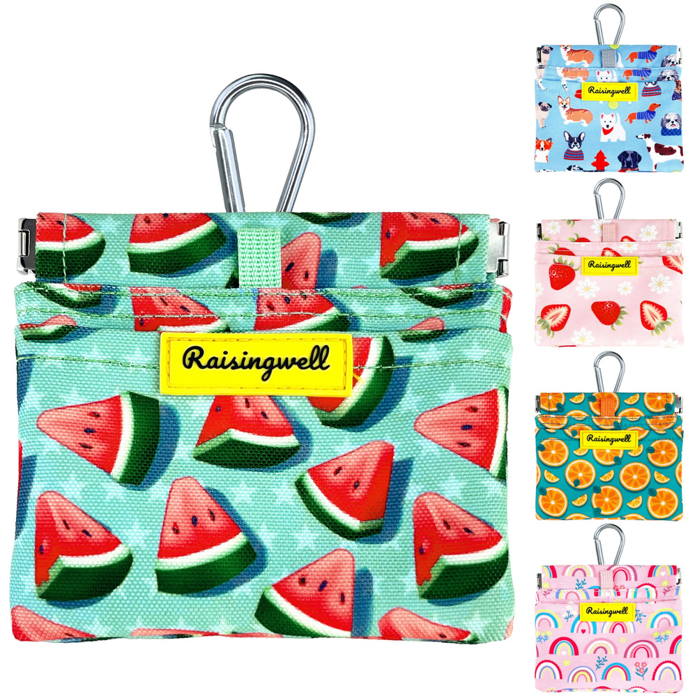 Raisingwell bolsa de premios para perro Watermelon, compacta y fácil de llevar.