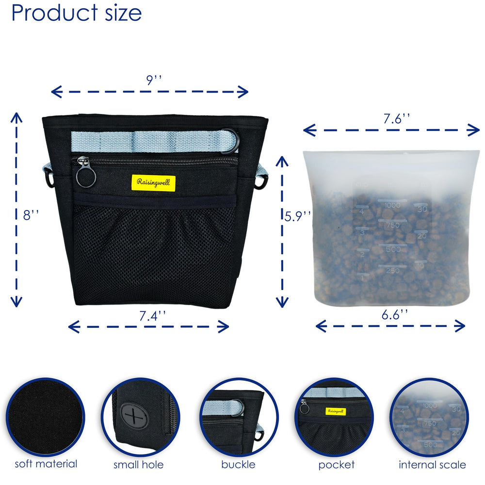 Raisingwell bolsa silicona 4 tazas para premios, conserva frescura