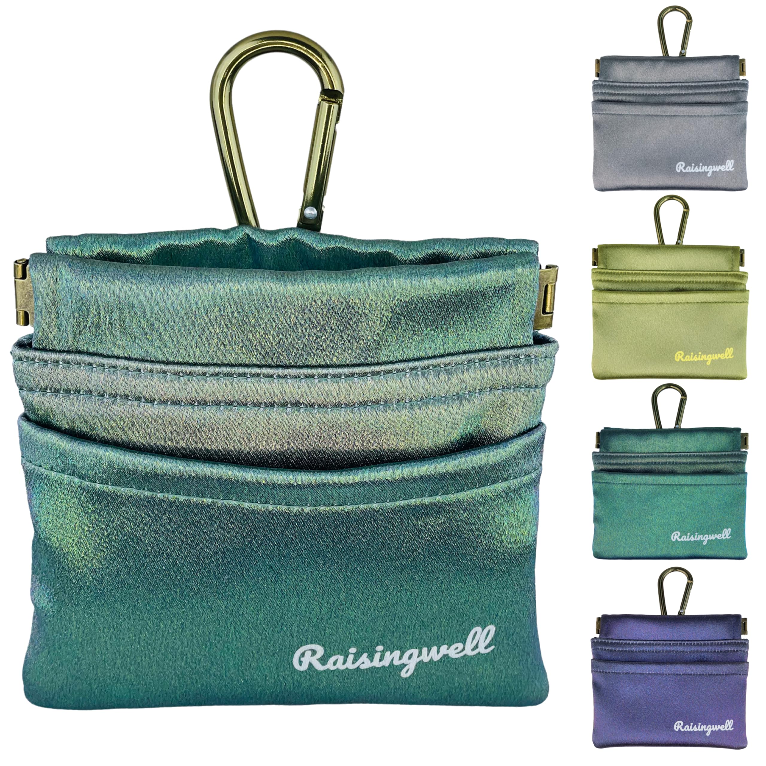 Raisingwell bolsa de snacks para perro en bronce con mosquetón, ideal para paseos sin manos.