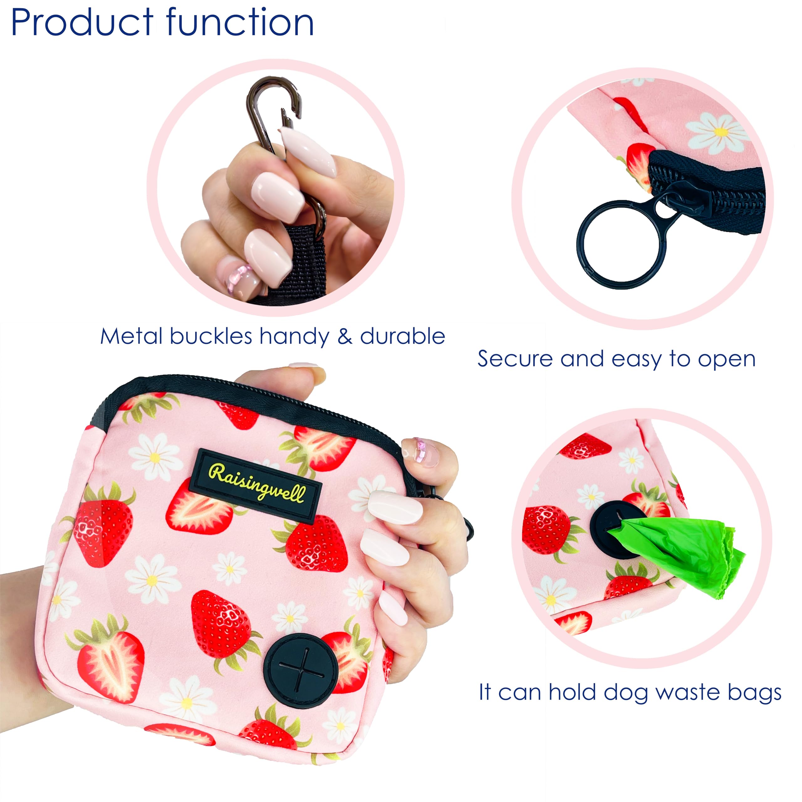 Raisingwell bolsita con almacenamiento interno, guarda bolsas y toallitas para paseos