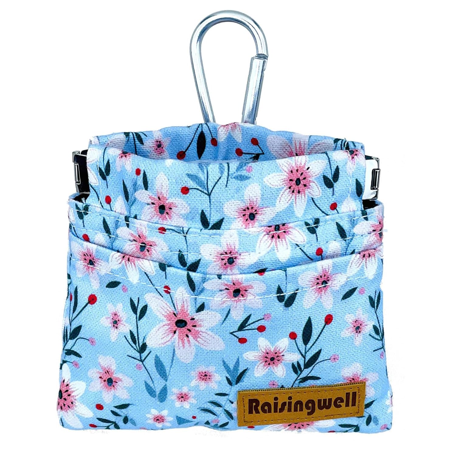 Raisingwell bolsa de premios para perro con diseño de una mano, ideal para paseos rápidos.