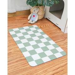 Ralxion alfombrilla detalle de cuadros verde salvia, acento retro moderno que complementa cualquier espacio.