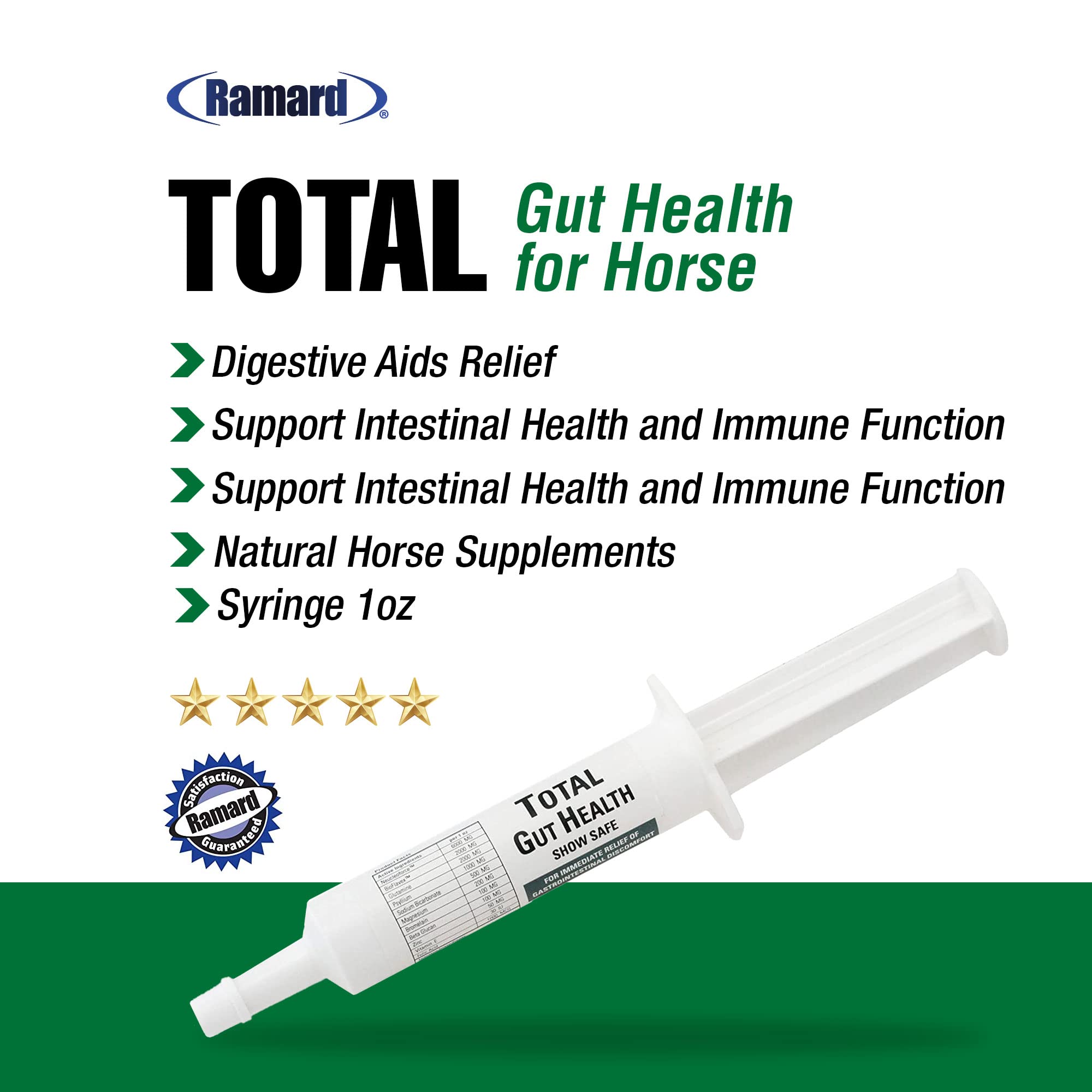 Ramard Salud Total del Intestino Equino, dosis diaria para uso consistente en la alimentación.