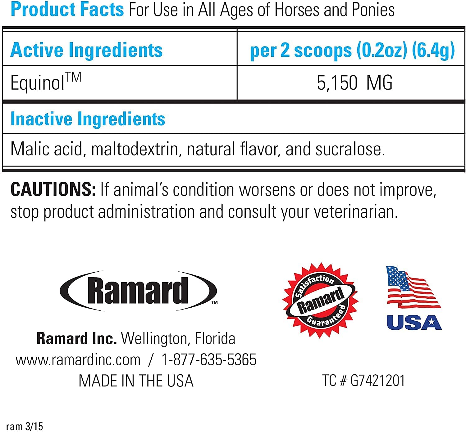Ramard Total Equine Relief, para caballos en entrenamiento, ayuda durante sesiones largas.