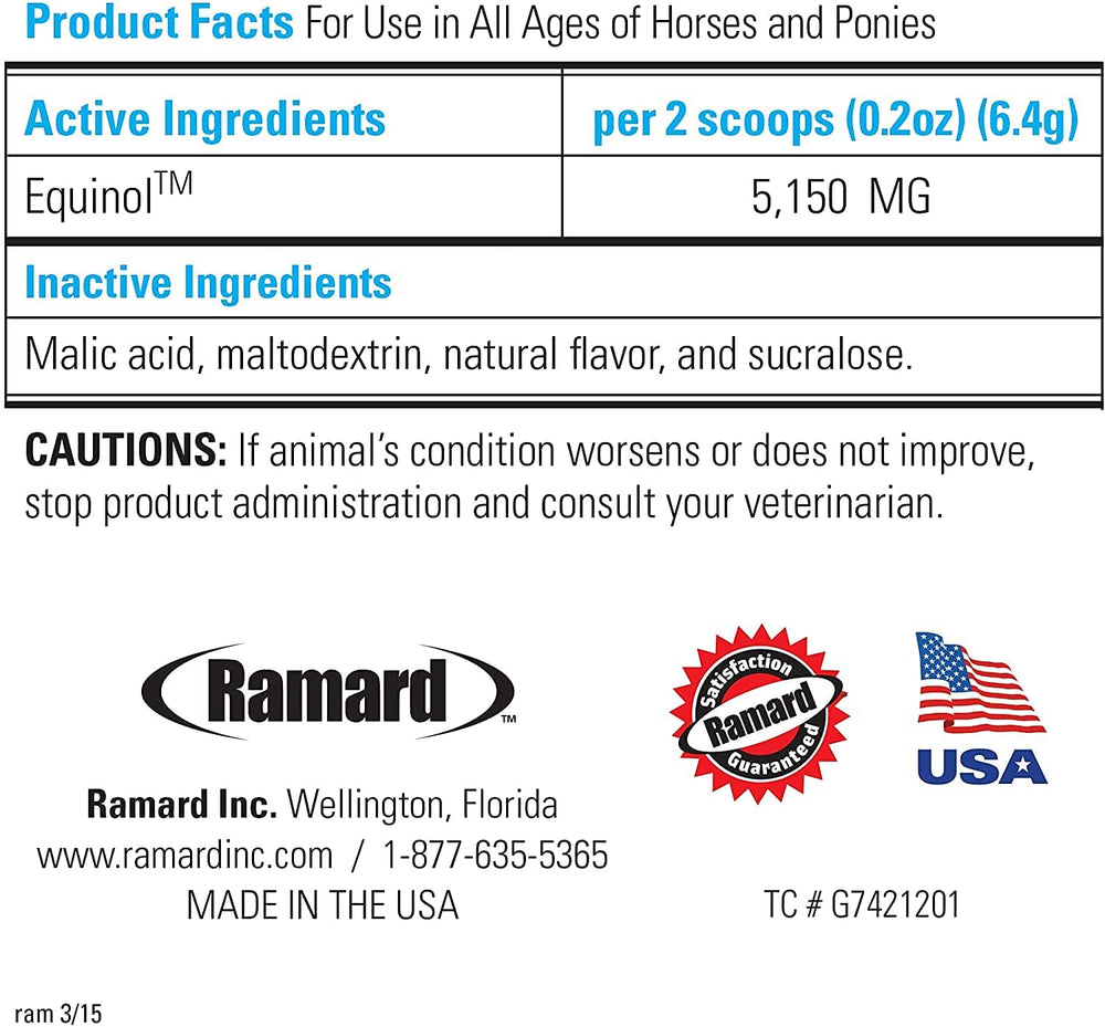 Ramard Total Equine Relief, para caballos en entrenamiento, ayuda durante sesiones largas.