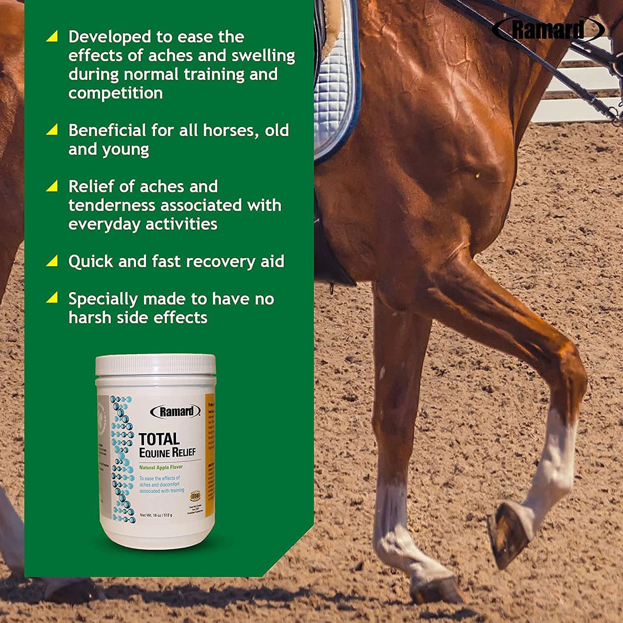 Ramard Total Equine Relief, favorece una recuperación notable tras esfuerzos intensos.