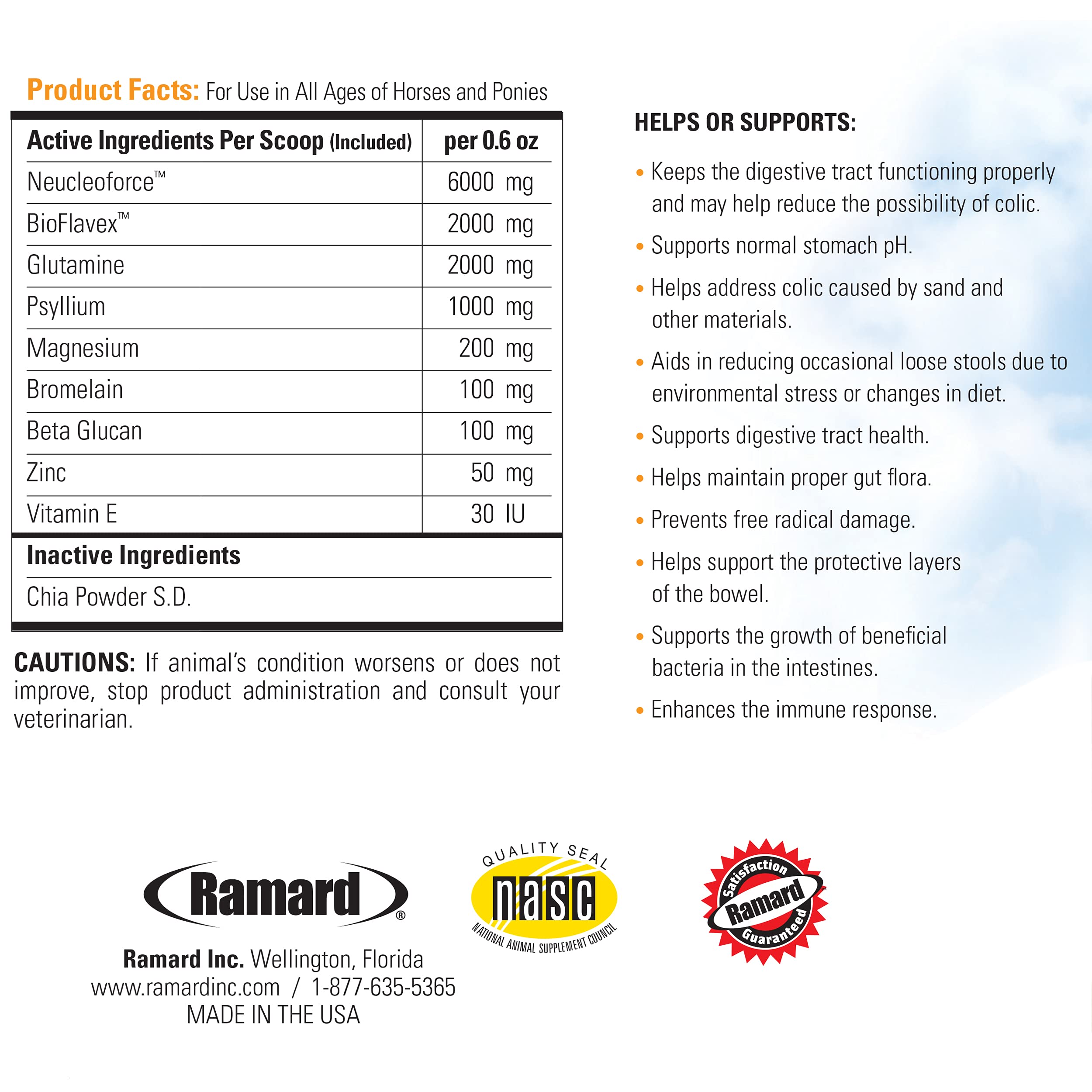 Ramard Total Gut Health, polvo-textura-granosa, mezcla suave con la comida diaria.