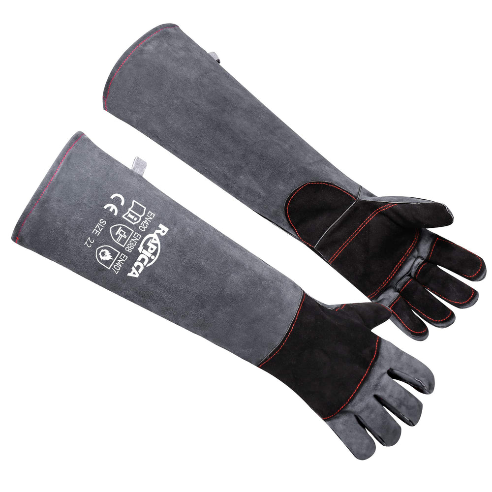 RAPICCA guantes de manejo de animales con cuero reforzado de doble capa para mayor protección.