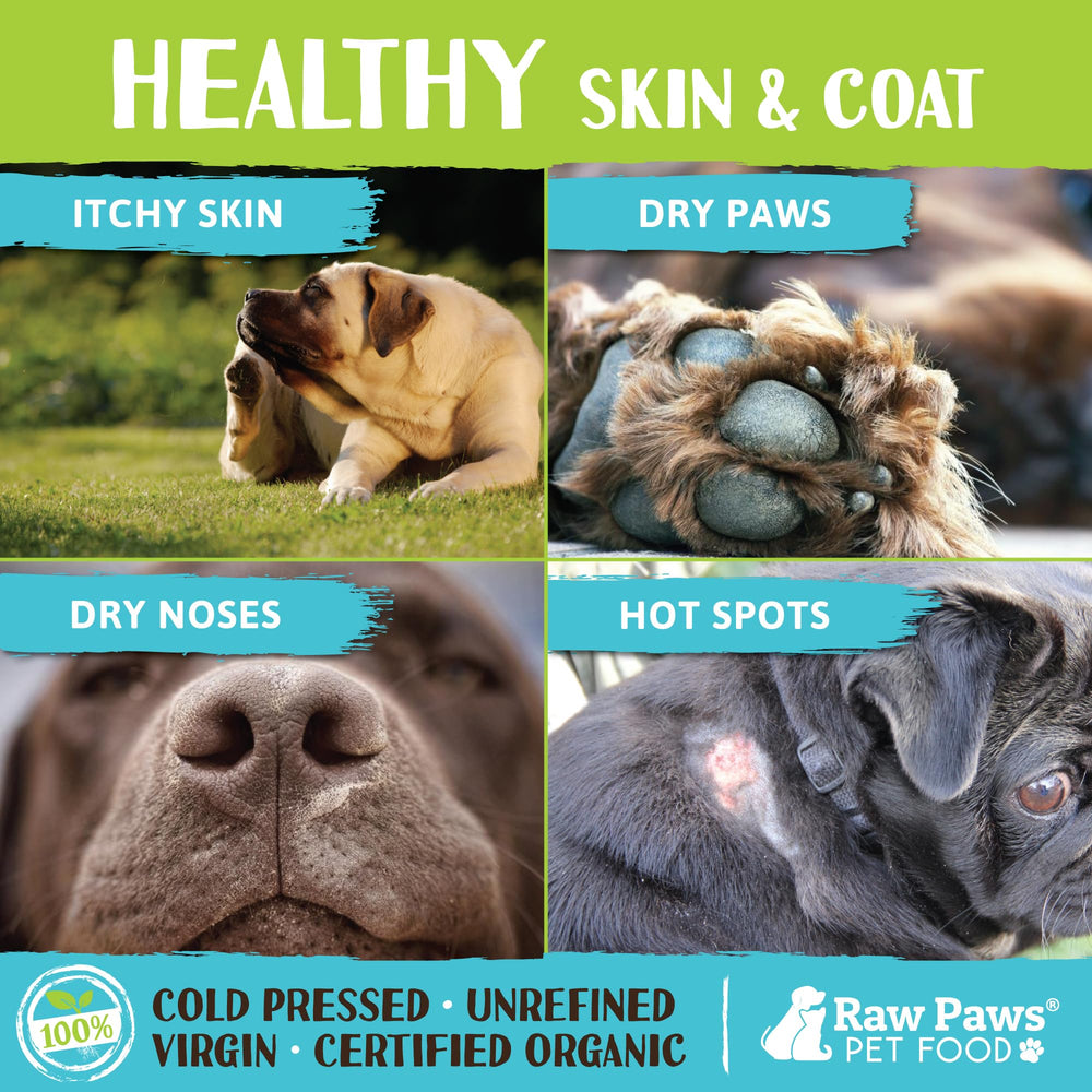 Raw Paws aplicación de coco para pelaje de perros y gatos, nutrición diaria suave