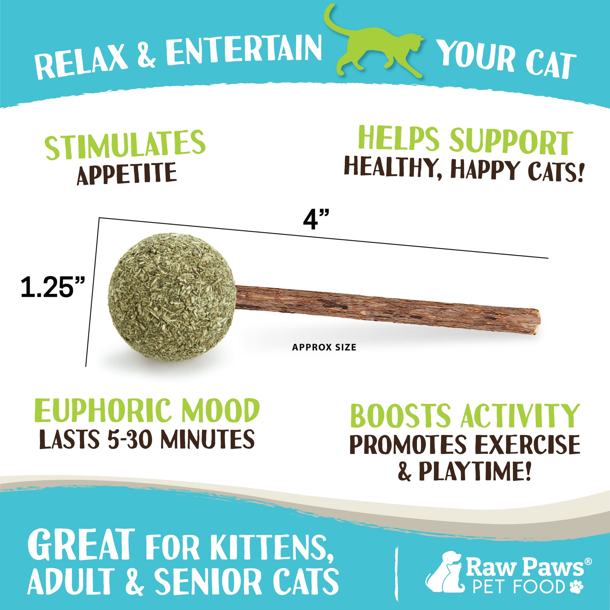 Raw Paws Bola Catnip Juguete: captura la atención y promueve juego suave.