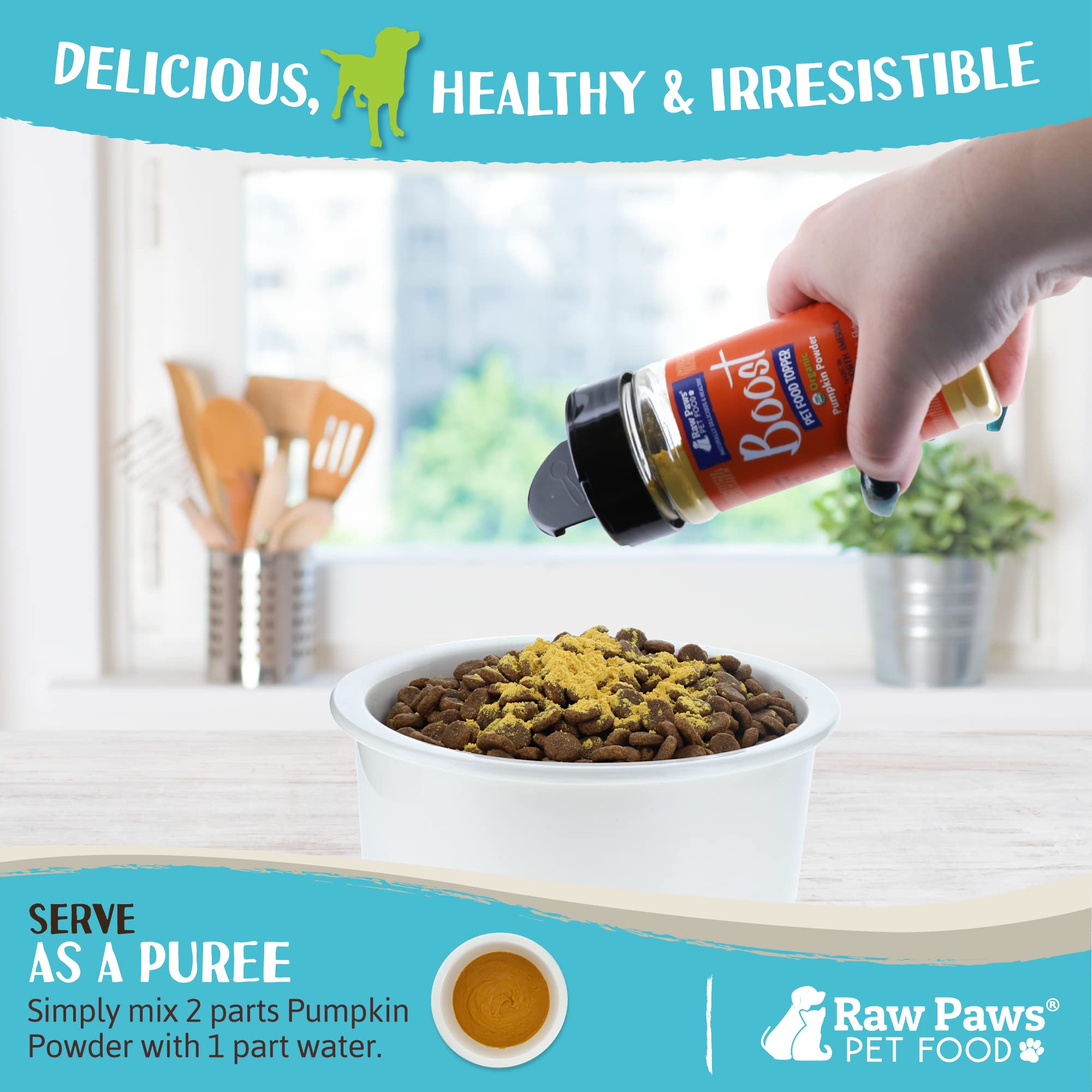 Raw Paws calabaza orgánica sin artificios, ingrediente natural para combinar con la comida.