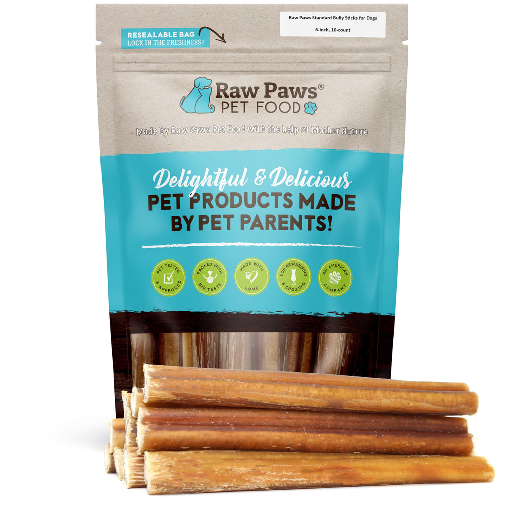 Raw Paws palitos bully 6 pulgadas para perros pequeños, masticación prolongada.