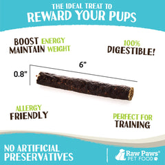 Raw Paws snack de venado para entrenamiento, recompensa fácil de dividir.