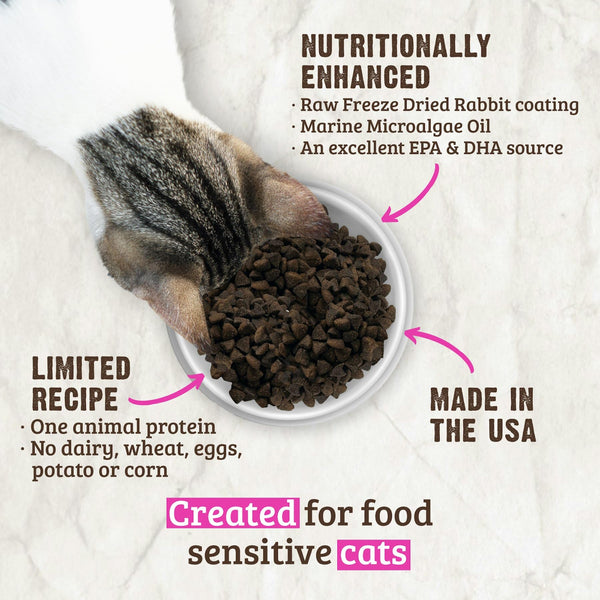 Rawz conejo crudo para gatos, aceite de algas, fuente de EPA y DHA.