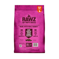 Rawz conejo crudo para gatos, bolsa de 7-8 libras, fácil de almacenar.