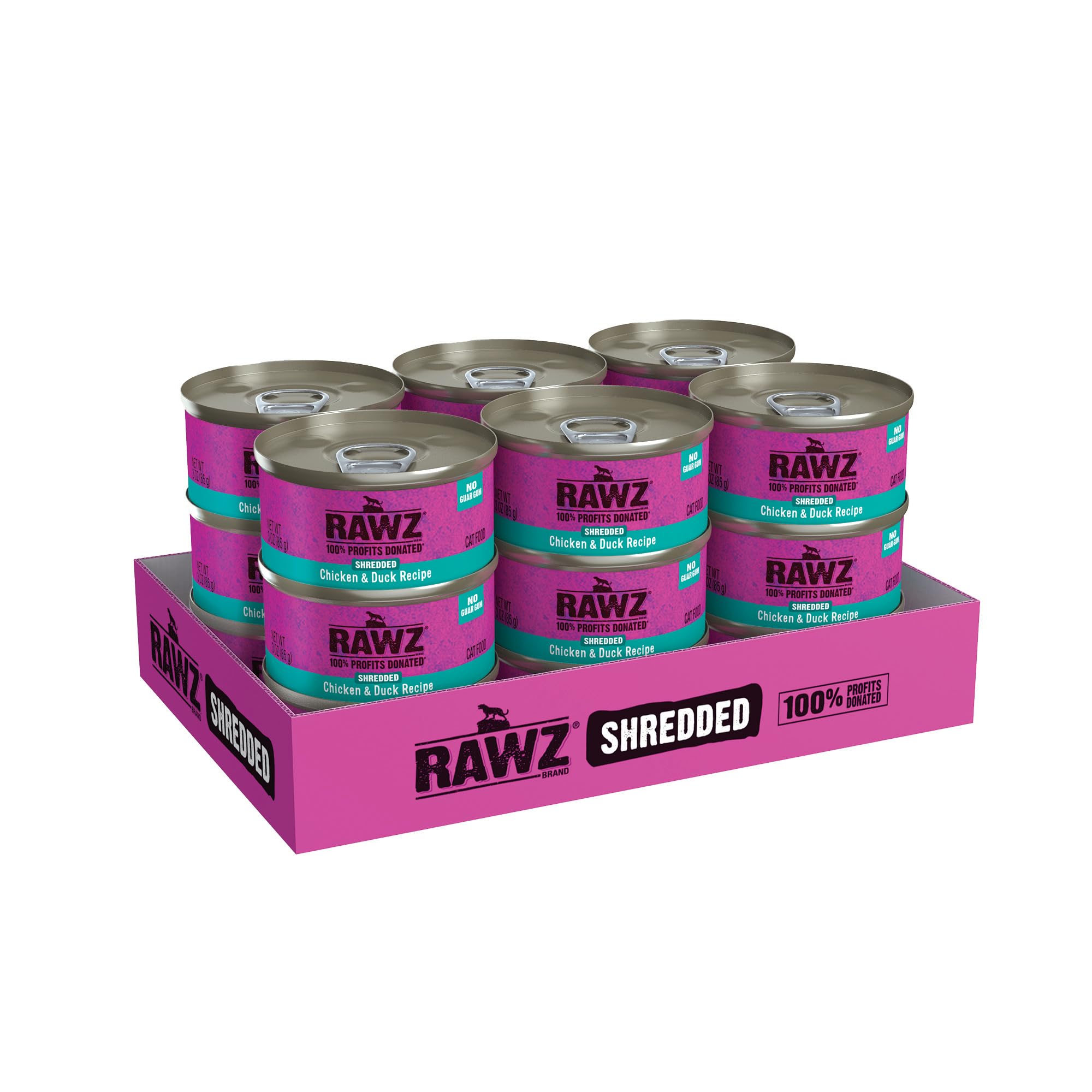 Rawz empaque de 18 latas premium para facilitar almacenamiento y planificar menús