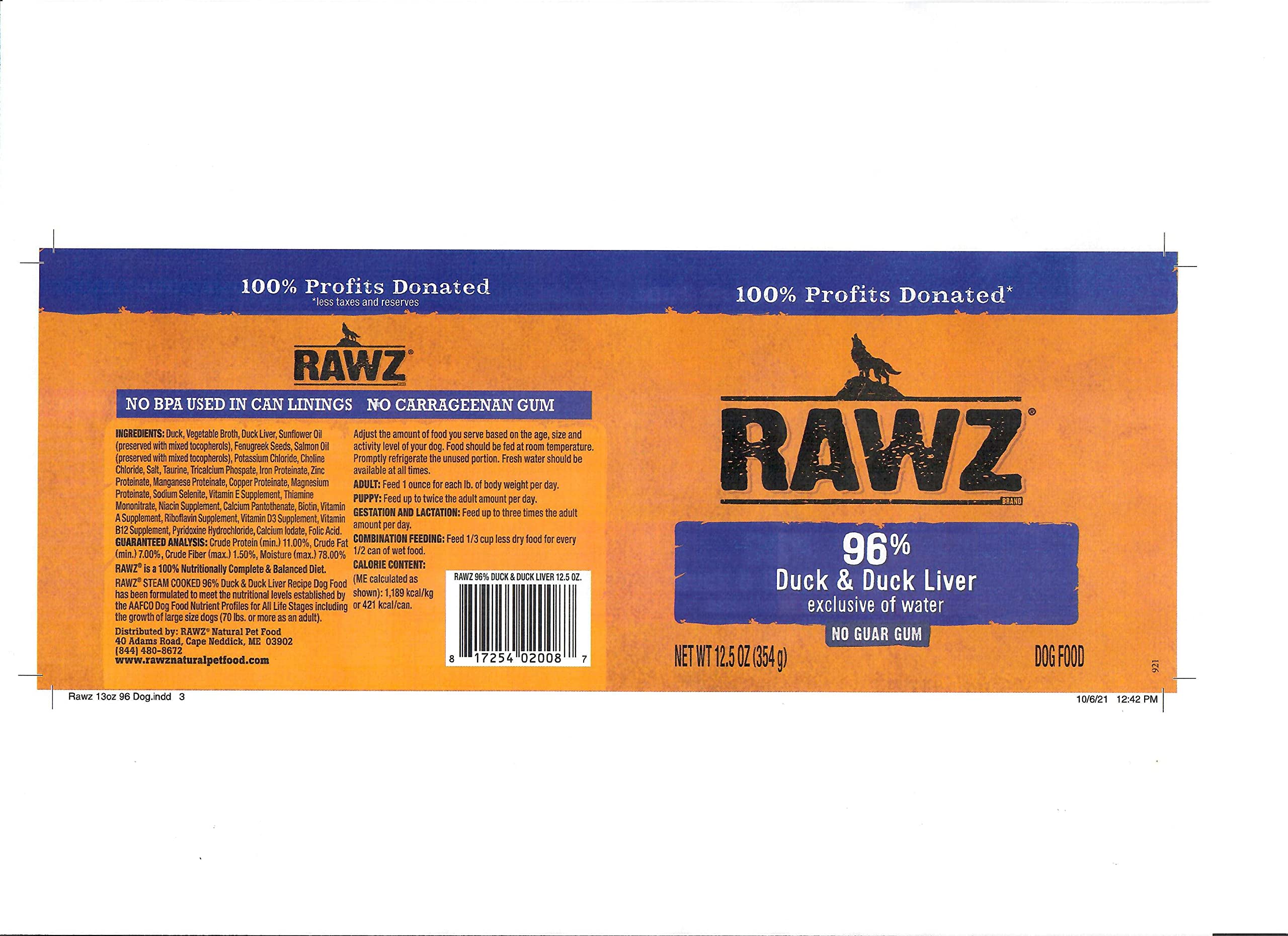 Rawz envase interior sin BPA para mayor seguridad.
