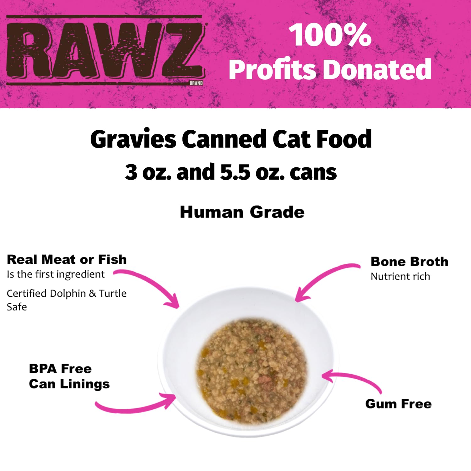 RAWZ etiqueta sin BPA y sin gomas: opción limpia para gatos.