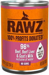 Rawz lata para perros: 96% carne de res con leche de cabra, lista para servir.