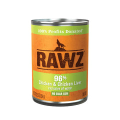 Rawz lata perro pollo 96% carne, opción sabrosa y completa.