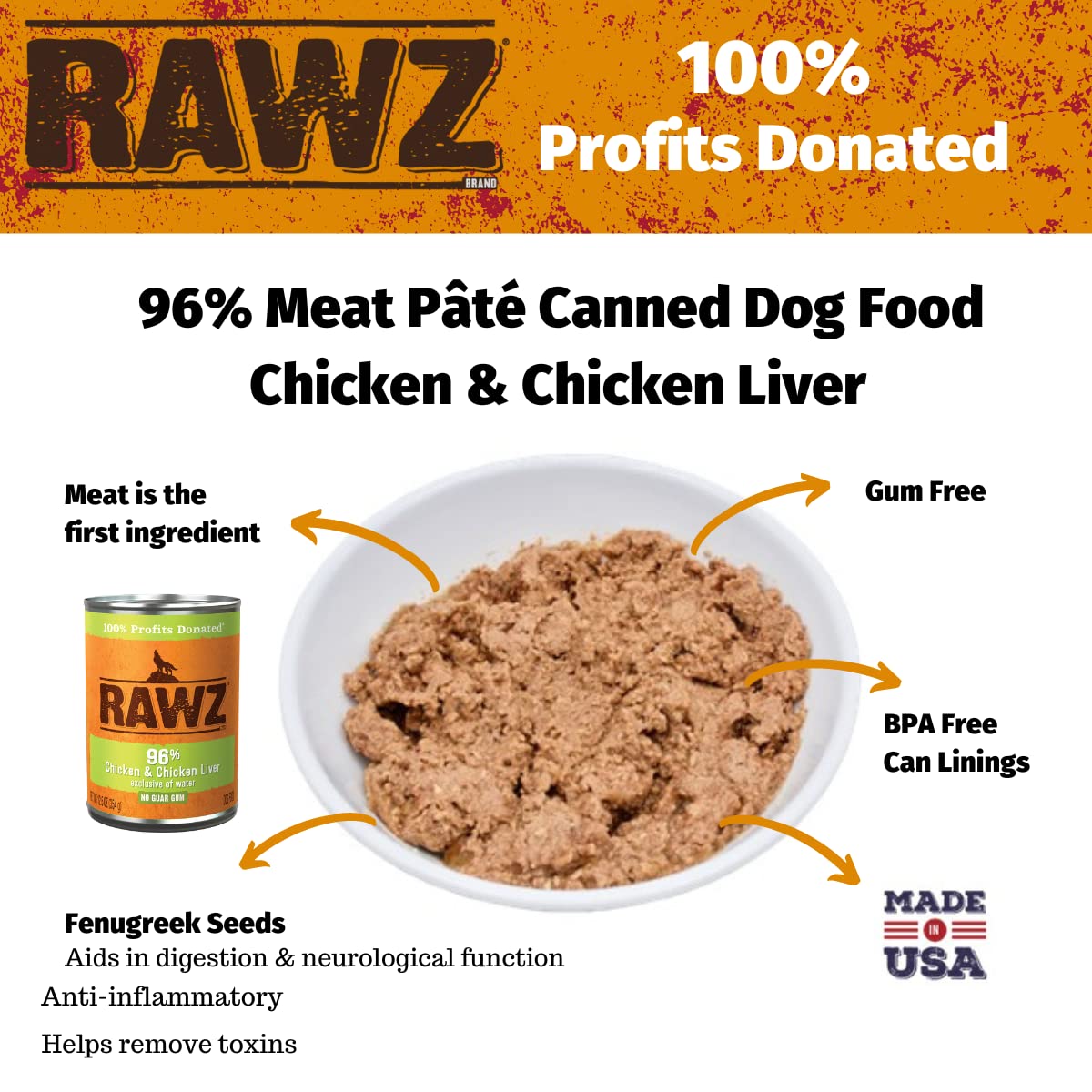 Rawz lata perro pollo hígado 96% carne, sabor rico para paladares exigentes.