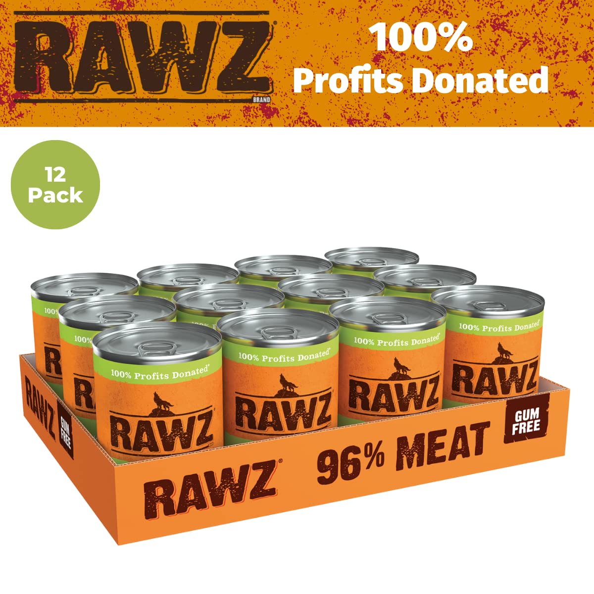 Rawz pack12 latas perro, conveniencia para alimentación diaria.