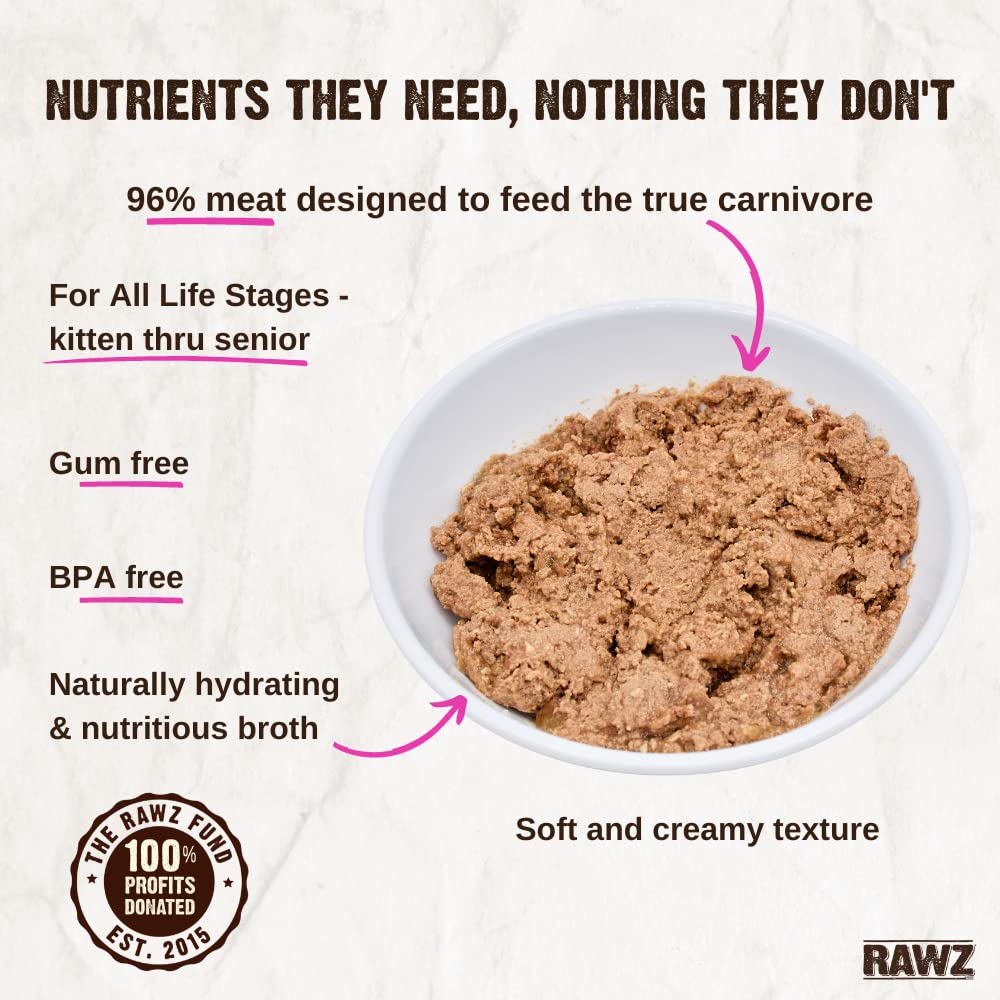 Rawz Paté conejo, sin gomas, opción limpia para gatos sensibles.