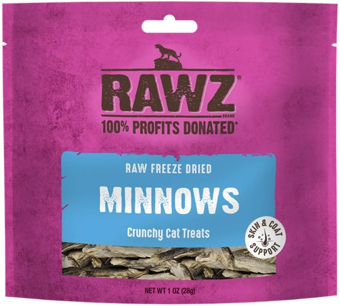 Premios crujientes Rawz de pececillos para gatos, ideal para entrenamiento