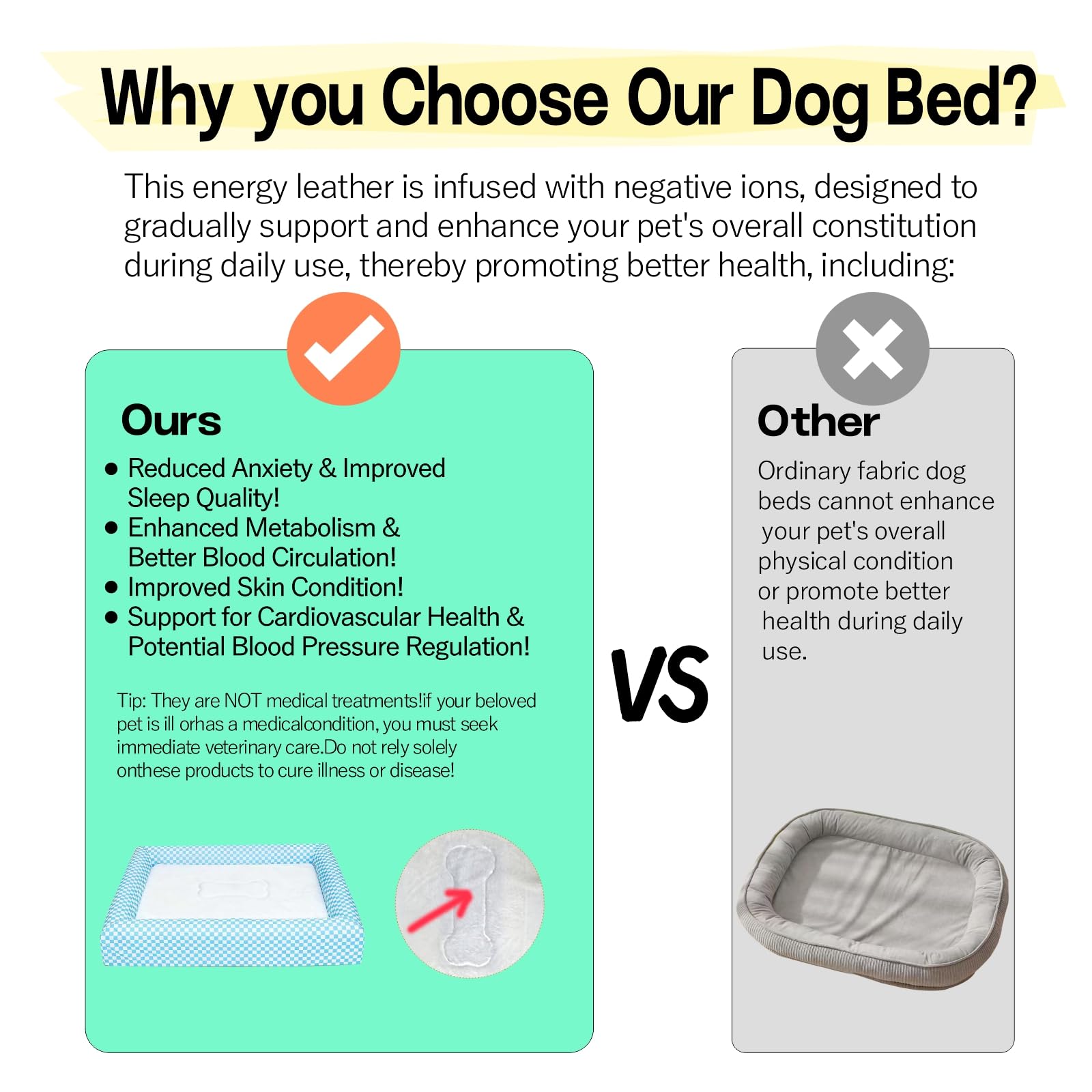 Razyzil colchón de memoria de 4 pulgadas para perro, cómodo y ergonómico.