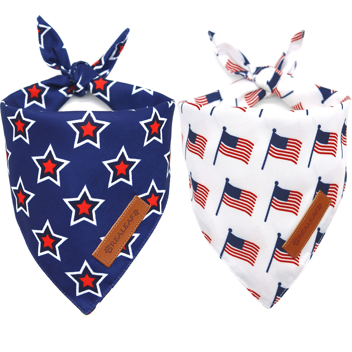 Realeaf bandana para perro con bandera americana, 2 piezas, estilo triangular, ideal para fotos festivas
