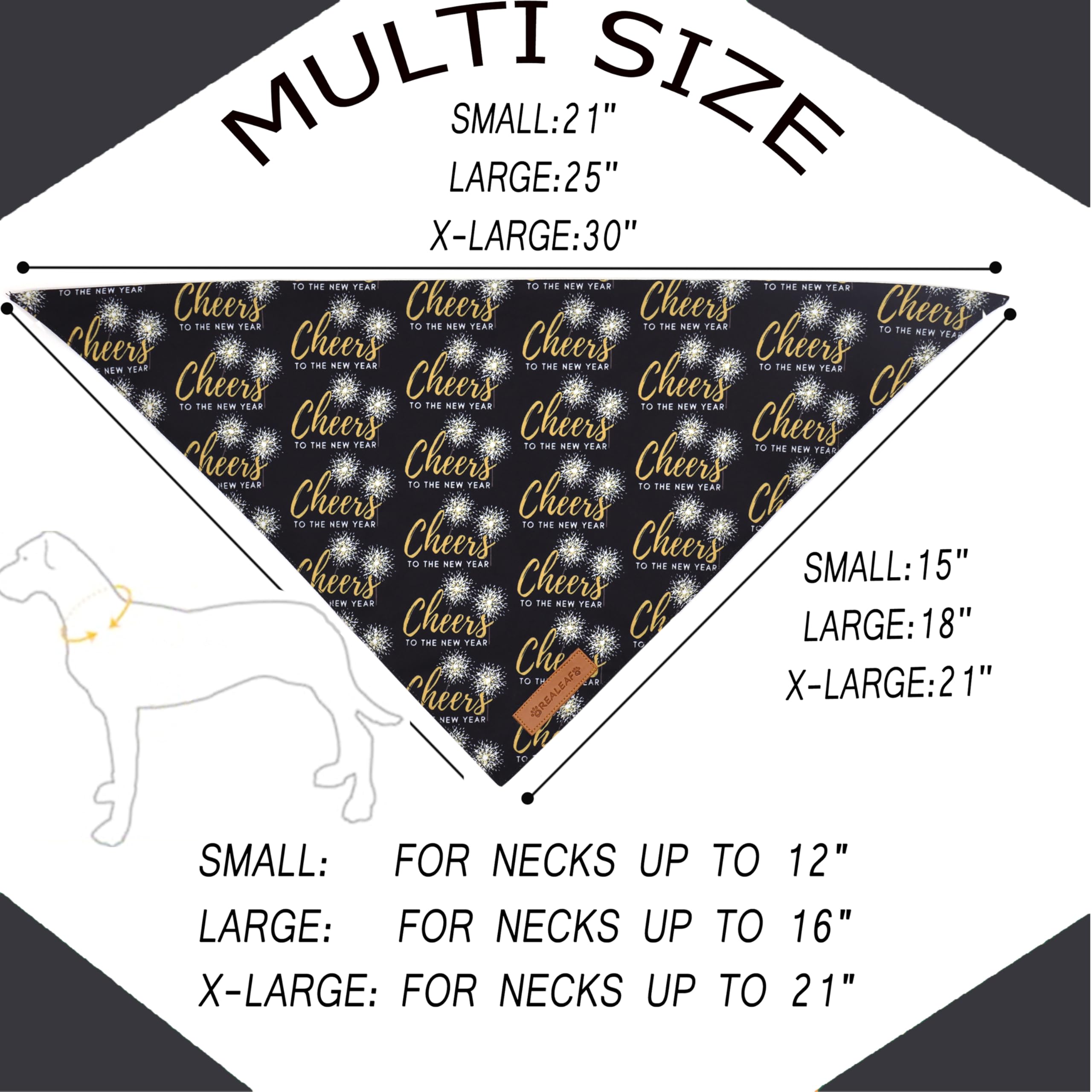 Bandana de Realeaf para perro, diseño de año nuevo, añade estilo durante celebraciones.