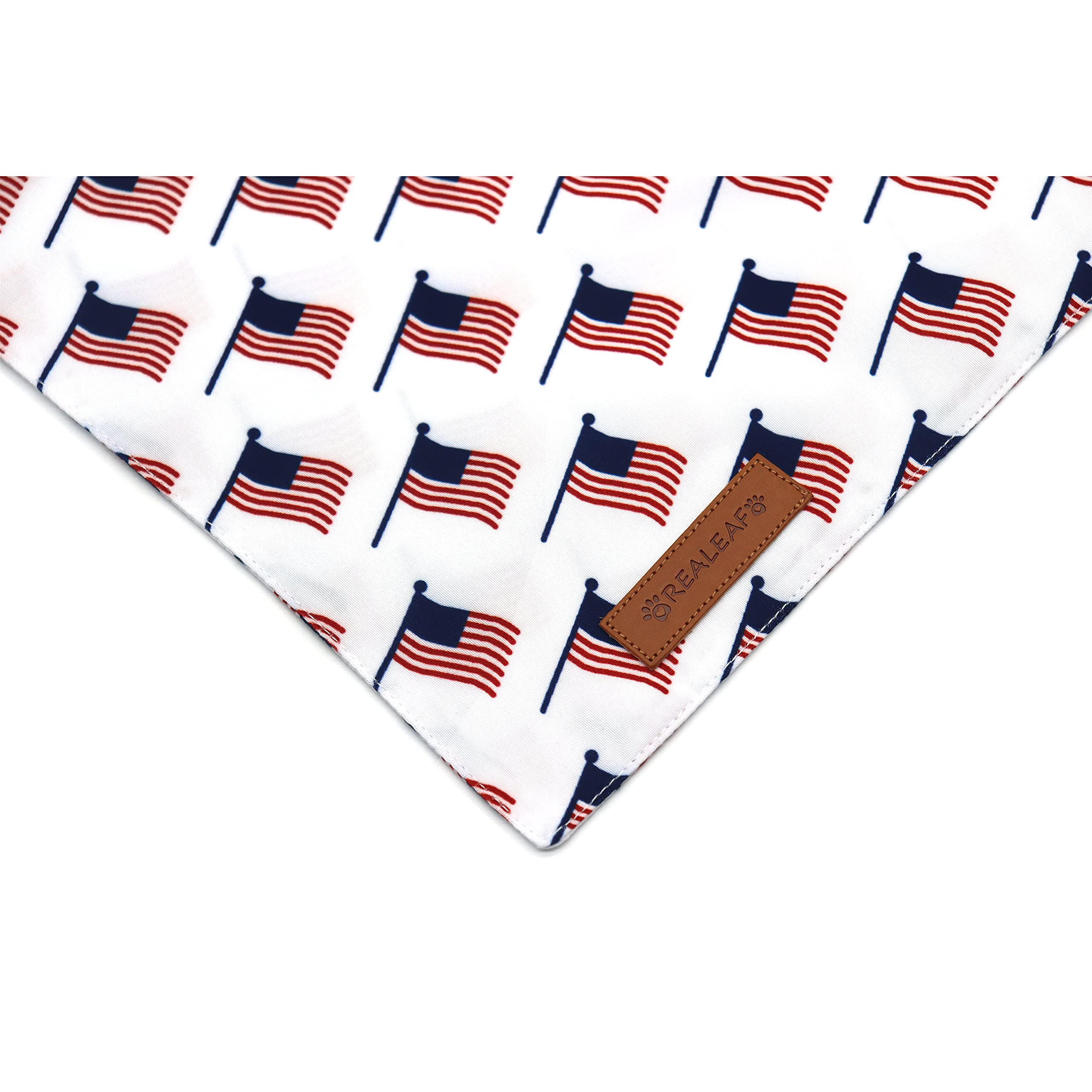 Realeaf bandana para perro talla grande, ajuste para cuellos amplios y estilo patriótico