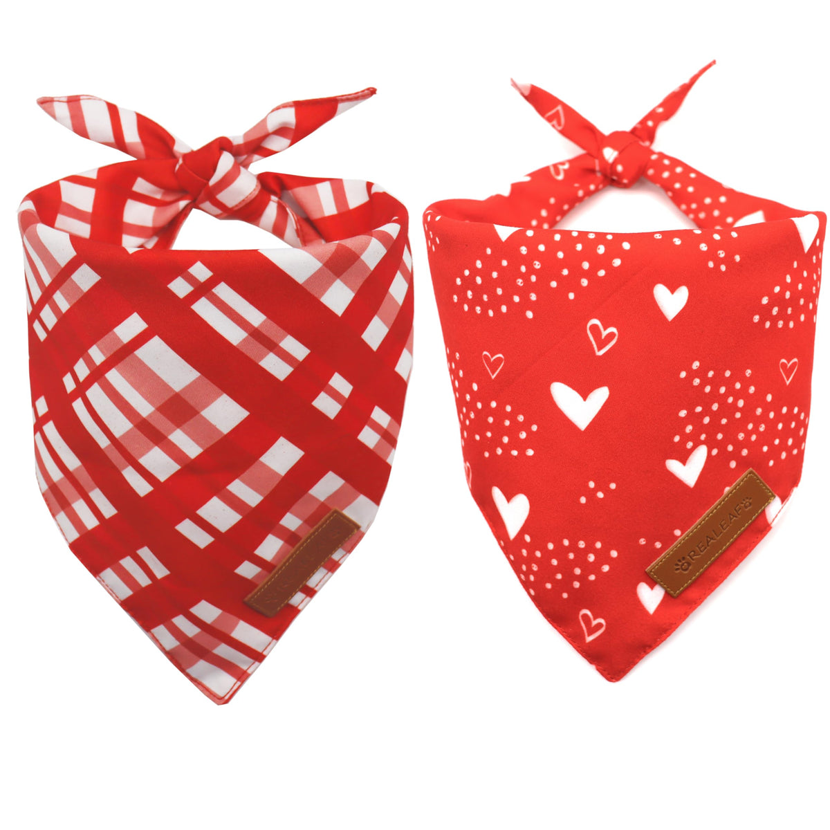 Bandana Realeaf San Valentín para perro, vista frontal, ideal para fotos festivas