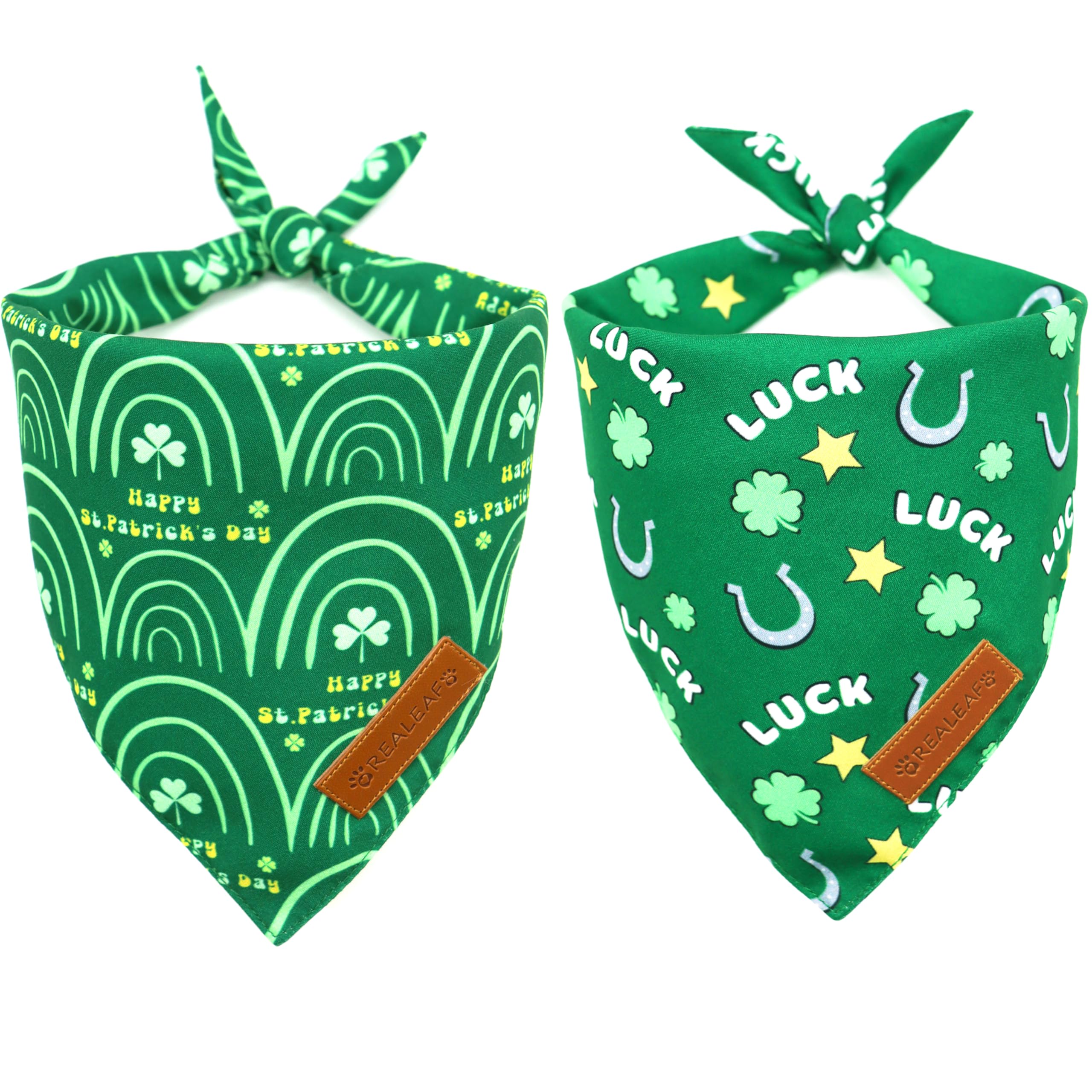 Bandana verde Realeaf San Patricio para perro, accesorio duradero para paseos festivos