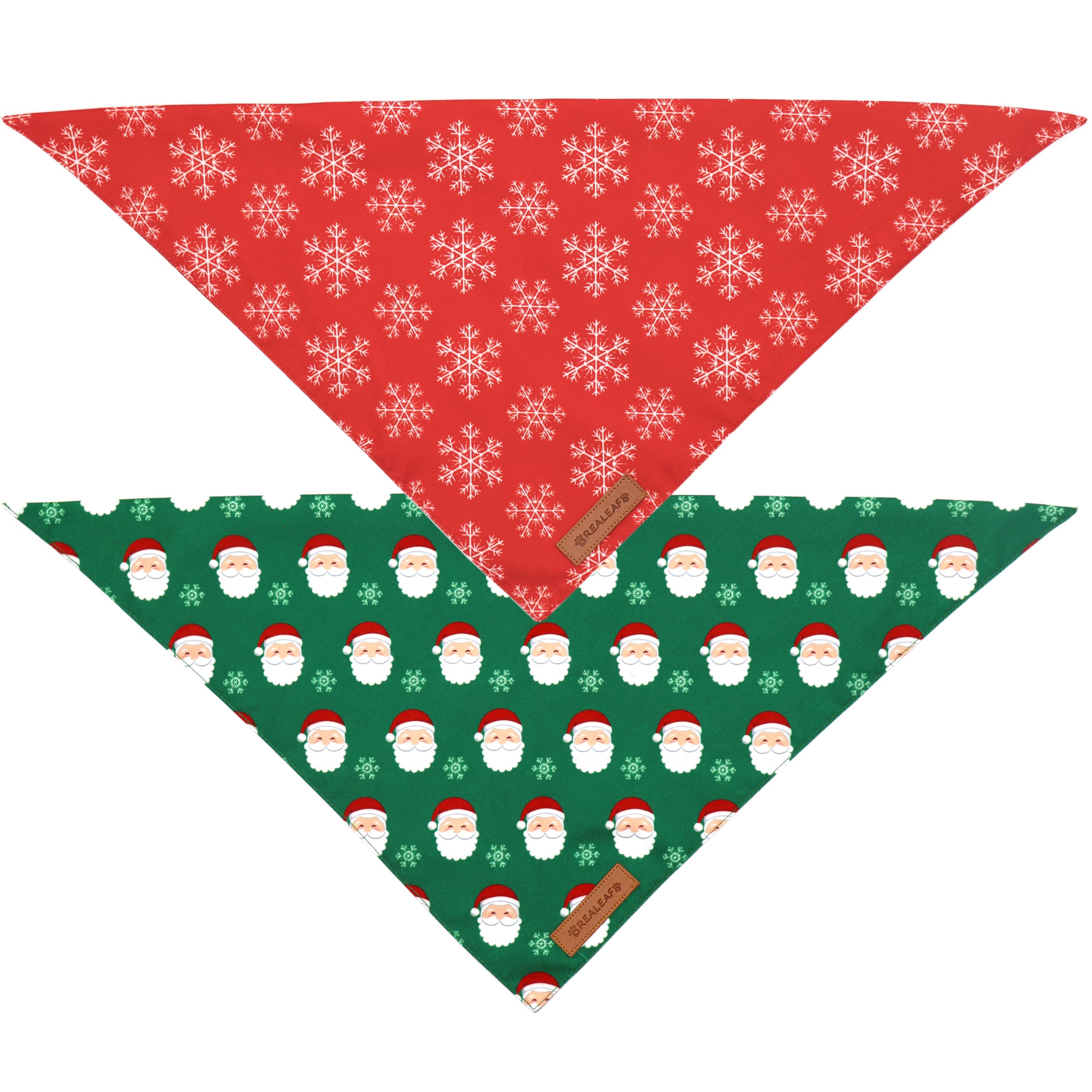 Conjunto de dos bandanas navideñas de Realeaf para mascotas, valor y conveniencia