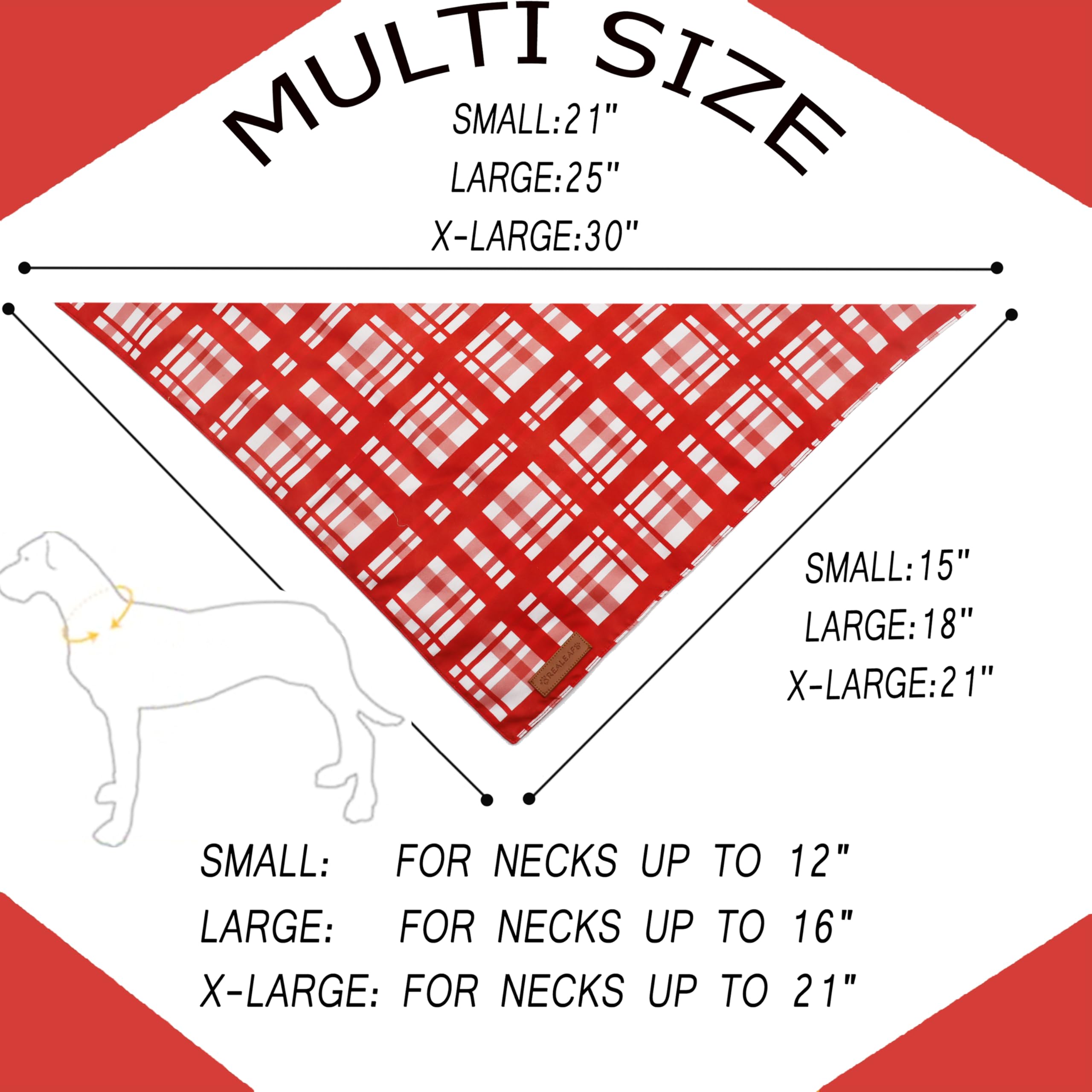 Realeaf bandanas para perros, diseño cuadriculado con corazones para estilo destacado