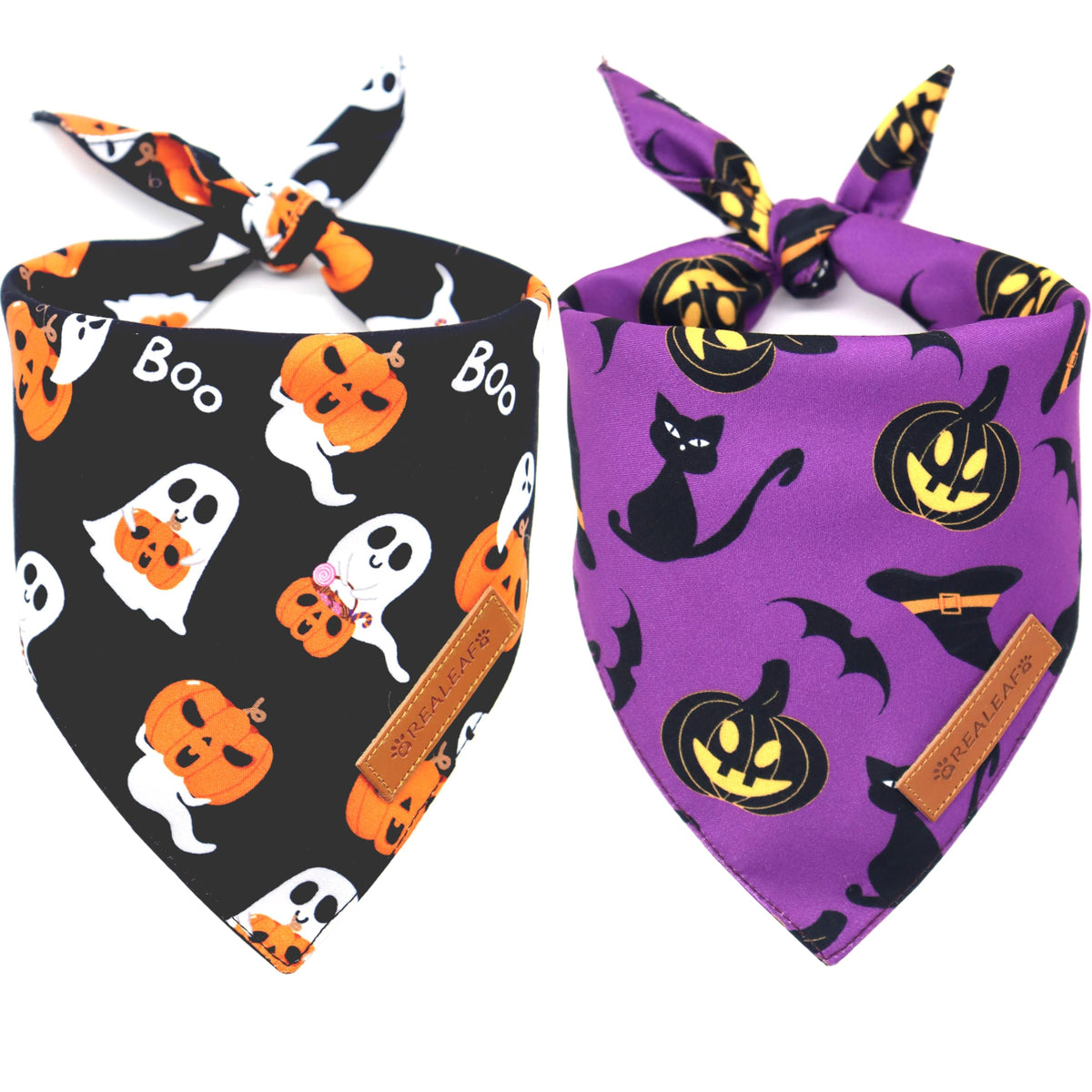 Realeaf bandanas, doble cara naranja, ideal para paseos festivos con tu perro.
